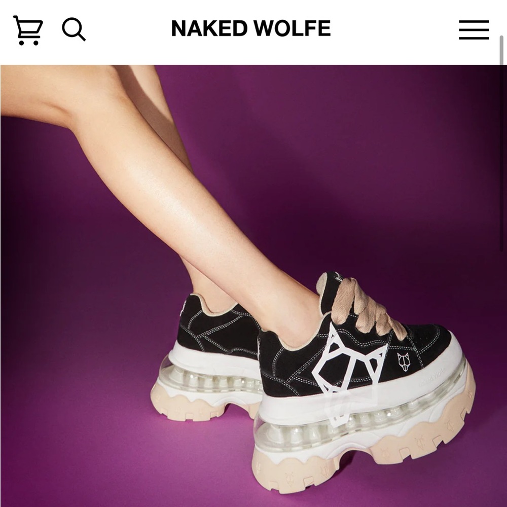 Naked Wolfe Virgo Black Platform Tennis Shoes